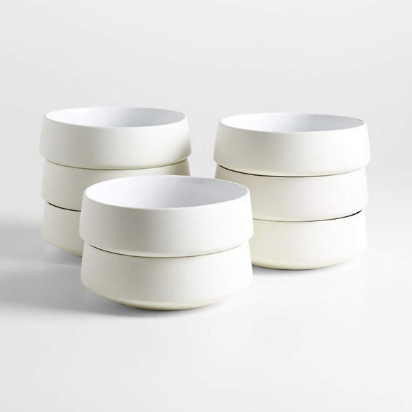 Tour White Porcelain Cereal Bowls, Set of 8