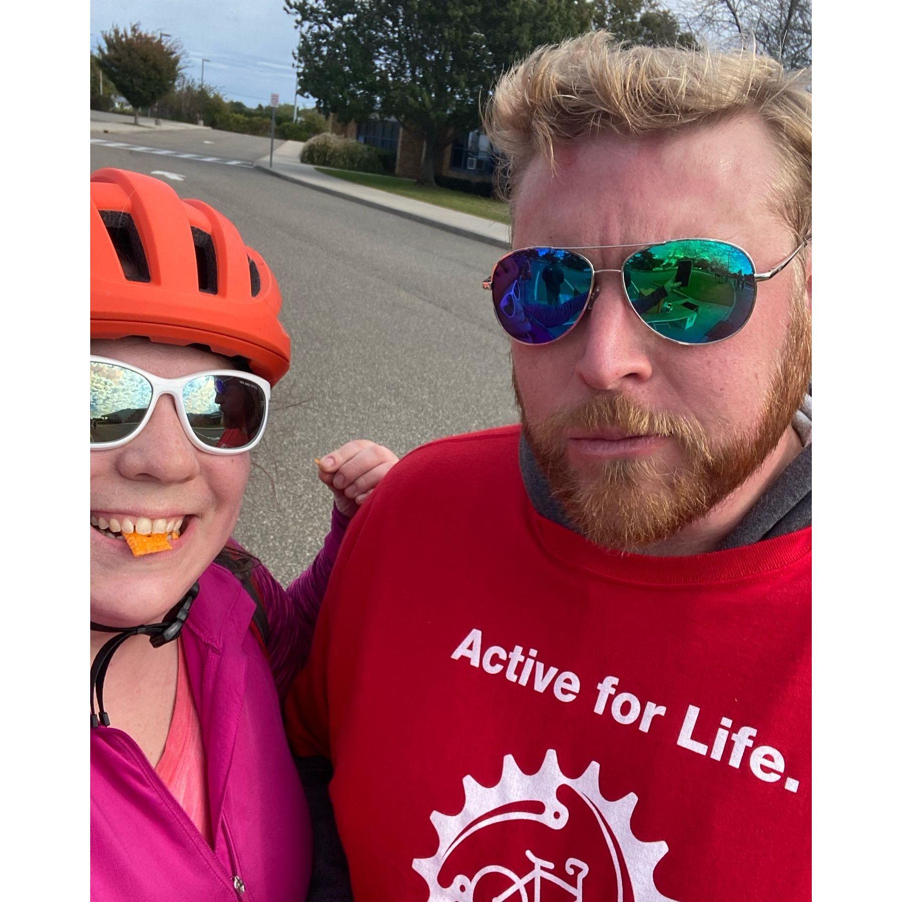 Having a snack during our 37 mile Tour de Cure bike ride!