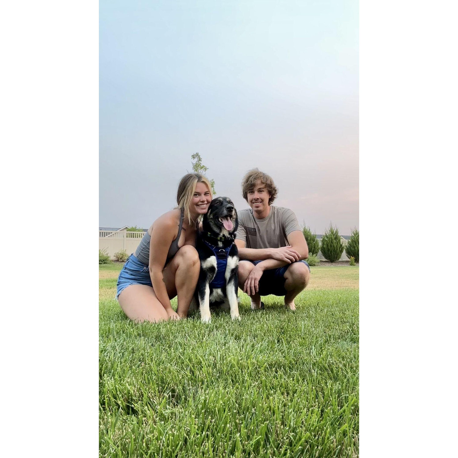 Our first picture with our rescue dog, Blue