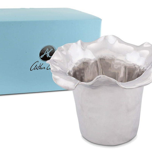 Arthur Court Carmel Pattern Ice/Wine Champagne Bucket Luxury Hand Finished Orlando Finish 9 inch Diameter 8 inch Tall