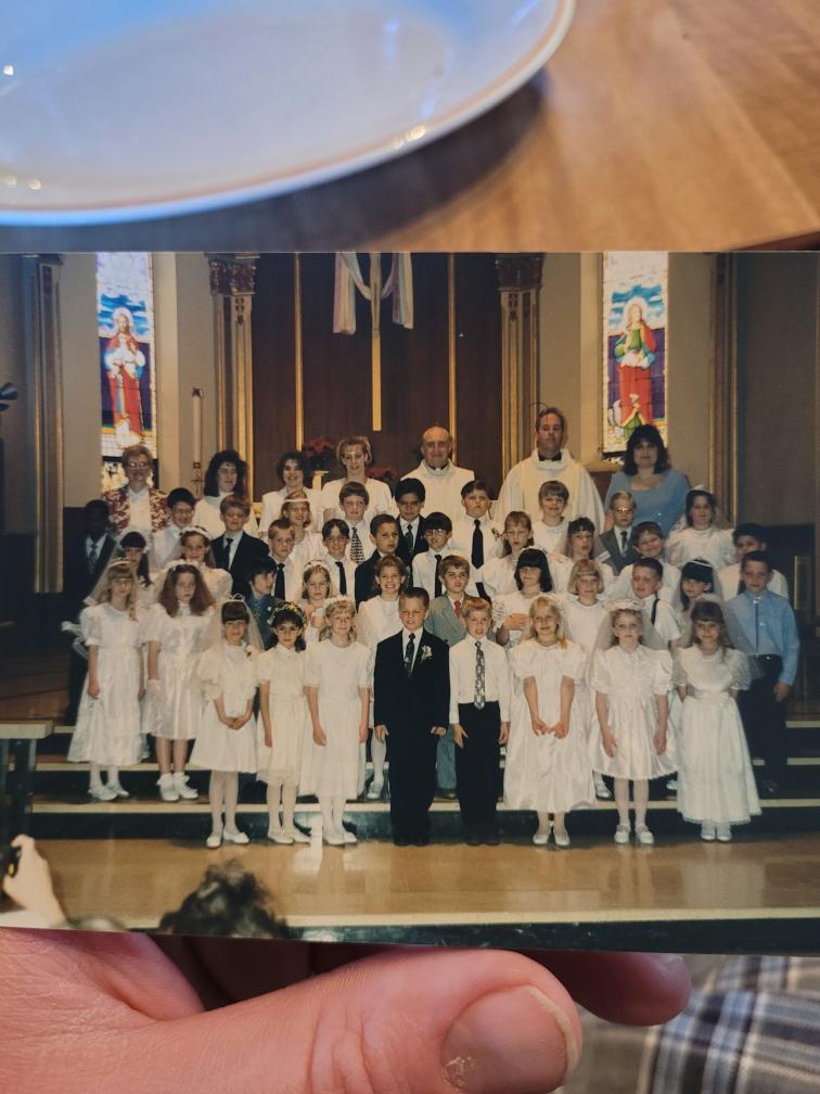 Our First Communion in 2nd Grade.
Tara’s crush on Tony was already strong.