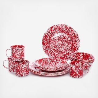 Splatter Enamelware 16-Piece Dinnerware Set, Service for 4