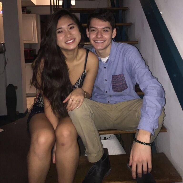 Our first photo together as a couple