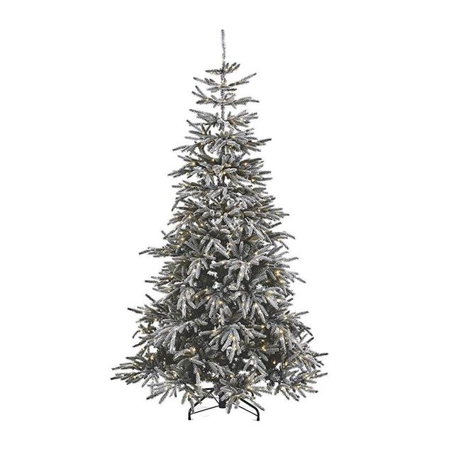 NOMA 7 Ft. Pre-lit Flocked Artificial Pine Christmas Tree with 650 Warm White LED Bulbs | 2527 Tips | Alpine