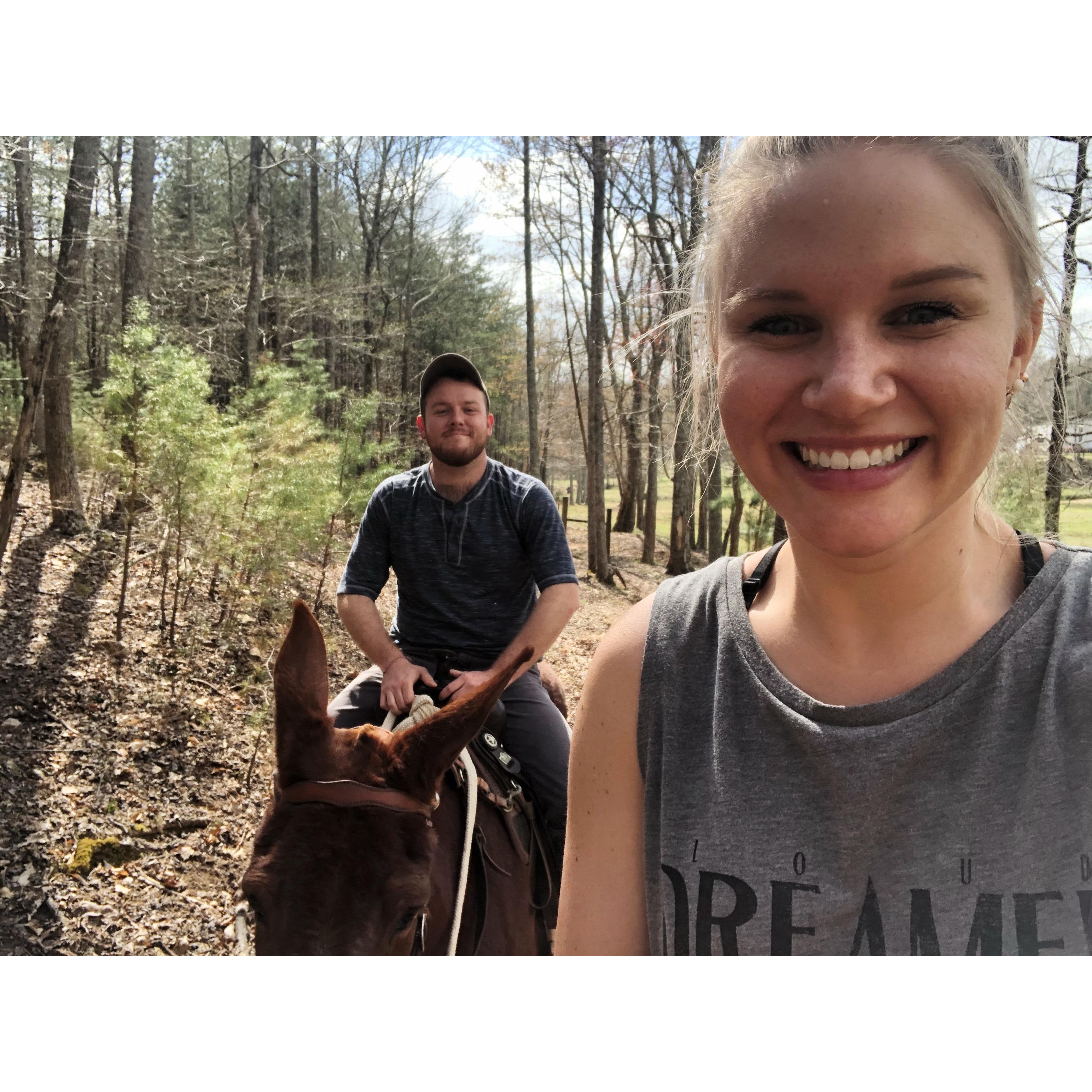 I took Evan adventuring on the mules!