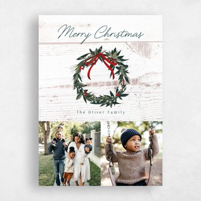 Light Wood, White Holiday Card - Oakgrove
