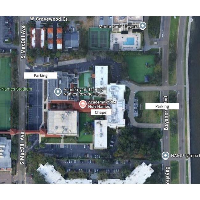 Map of Academy of the Holy Names where the wedding ceremony will occur. There is plenty of parking both in the back and front of the building.
