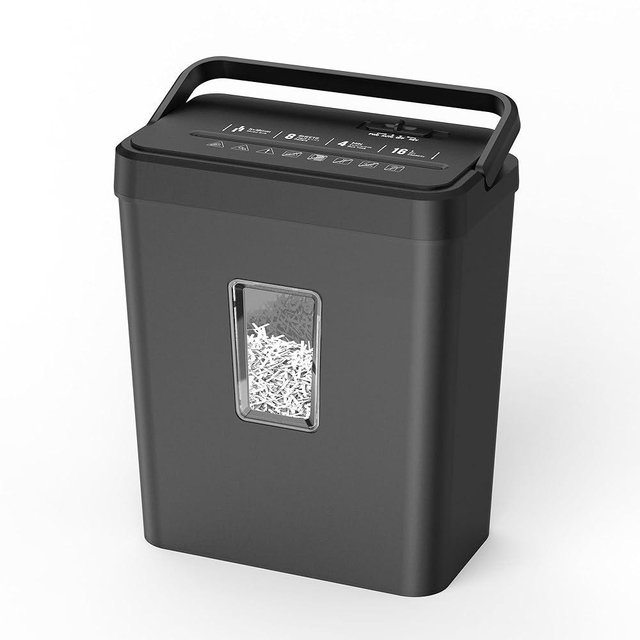 8-Sheet Cross Cut P-4 Security Paper Shredder, 4.2 Gal Bin with Portable Handle, Credit Card/Staple/Clip Shredder for Home Office