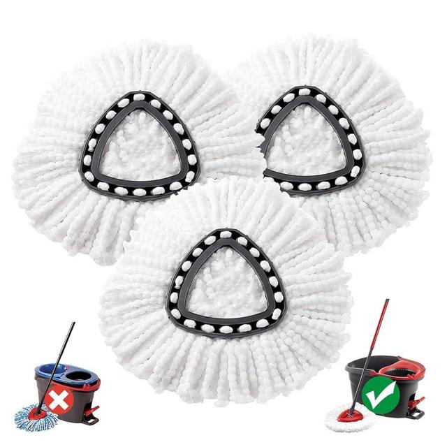 Mop Head Replacement, 3 Pack Spin Mop Refill Replace Head Compatible for Ocedar Easywring 1-Tank System, Great Cleaning Power, Microfiber, Helper for Housework, Machine Washable and Easy-to-Replace