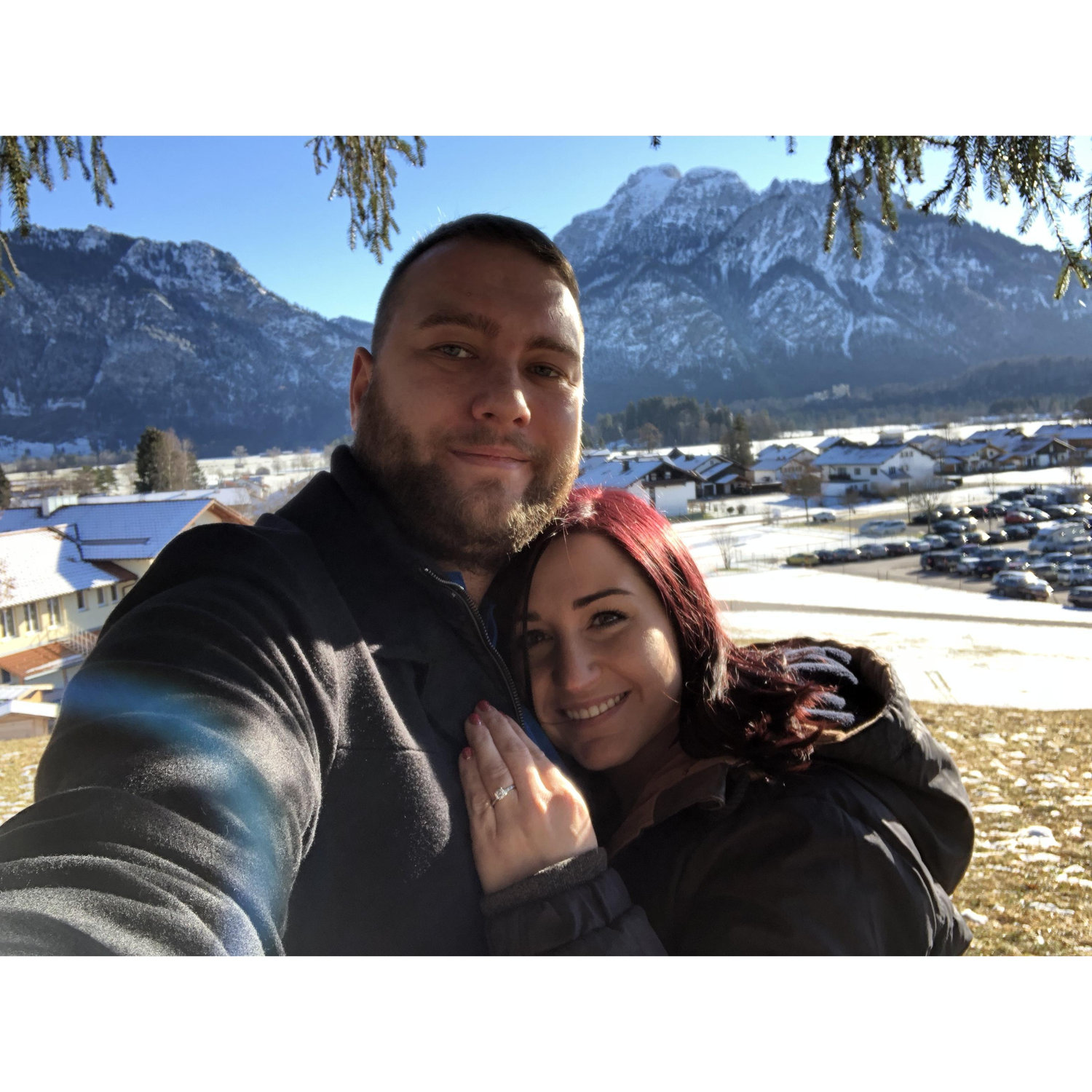 Patrick proposed in Germany at the top of a hill while enjoying the beautiful mountains