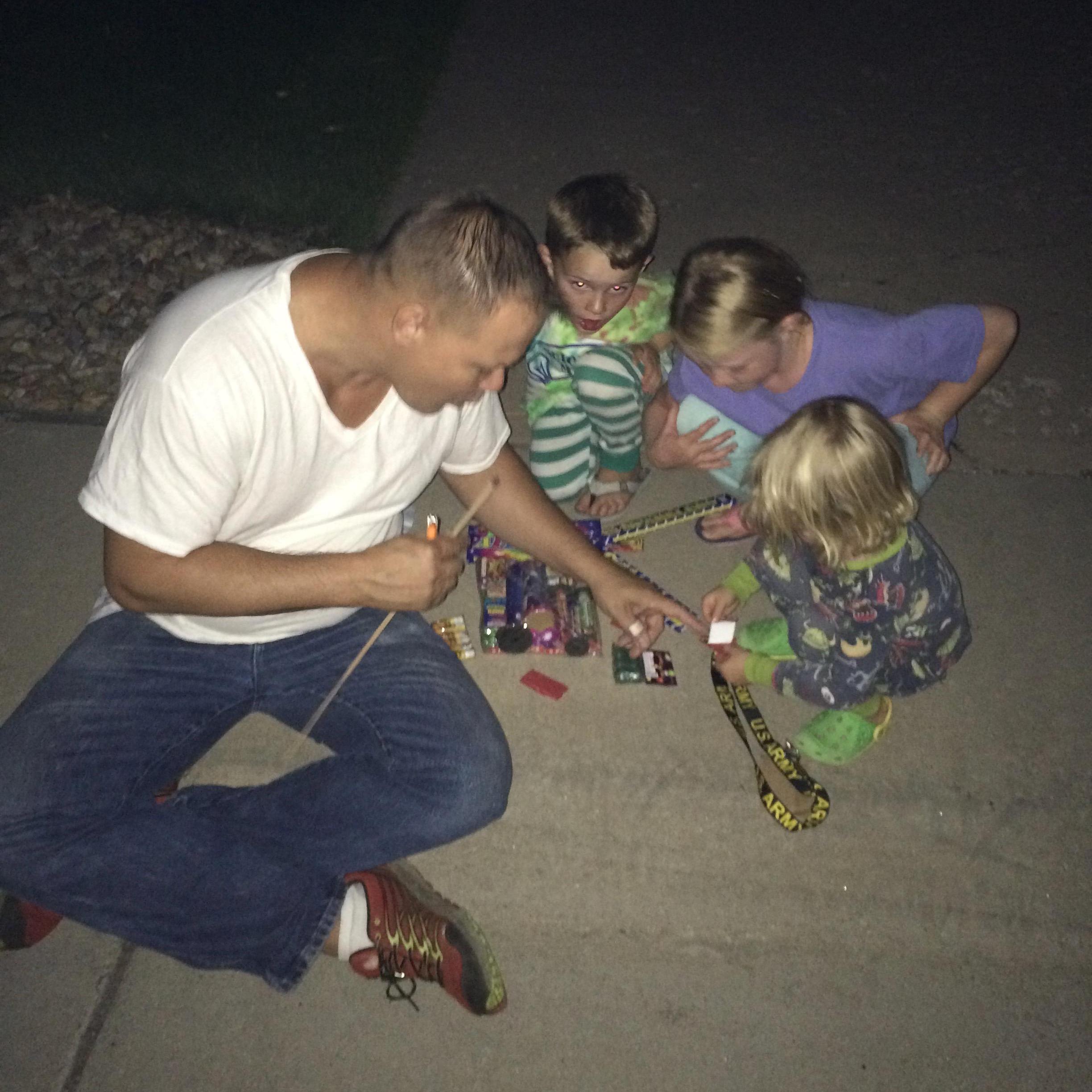 Fireworks!!! Jen's nieces and nephews call him "Suncle" (soon-to-be uncle) David.