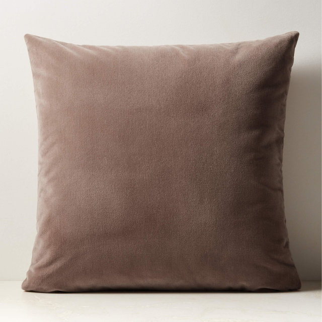 Vinette Brown Merino Wool and Velvet Throw Pillow with Feather-Down Insert 23"x23"