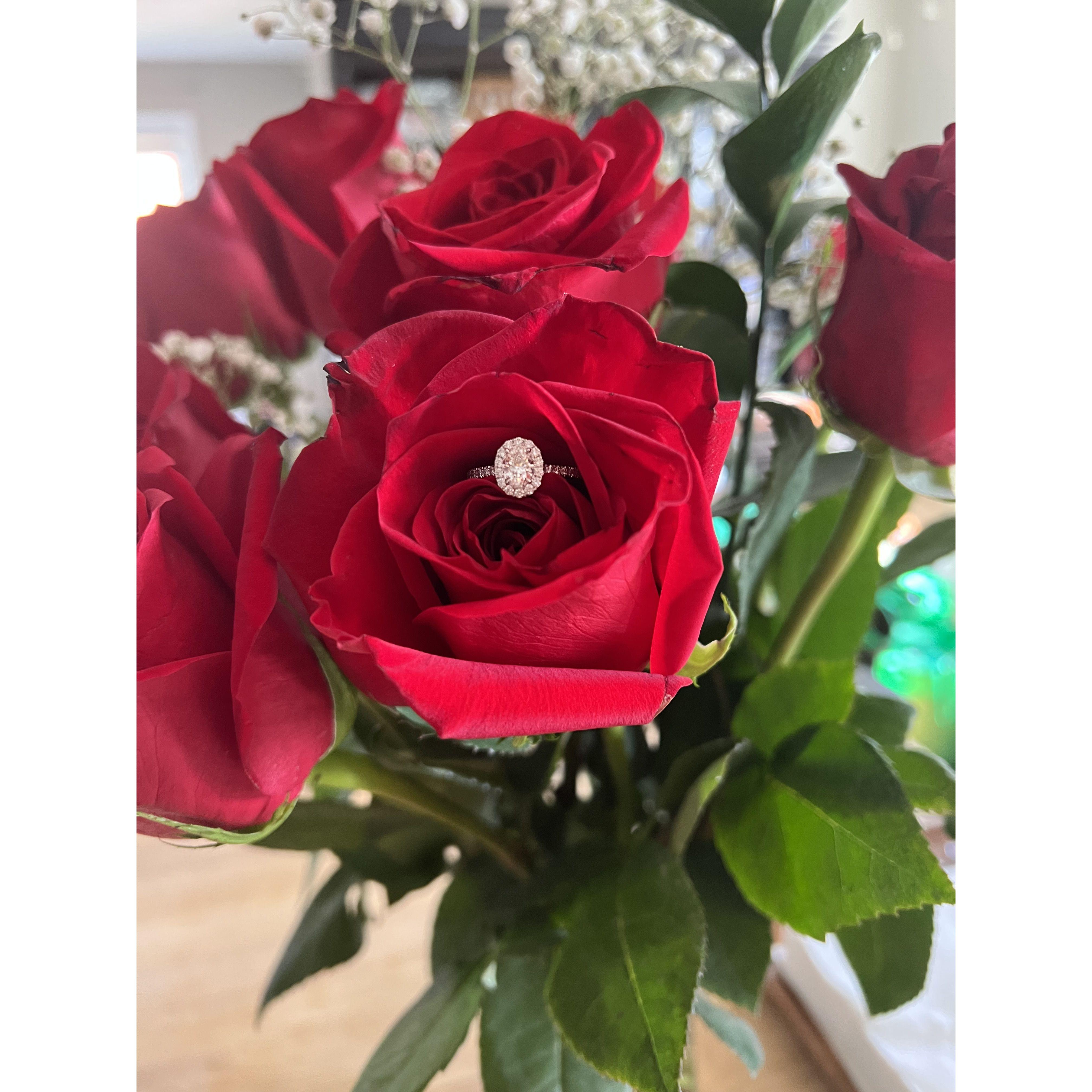 A snapshot of the beautiful engagement ring.