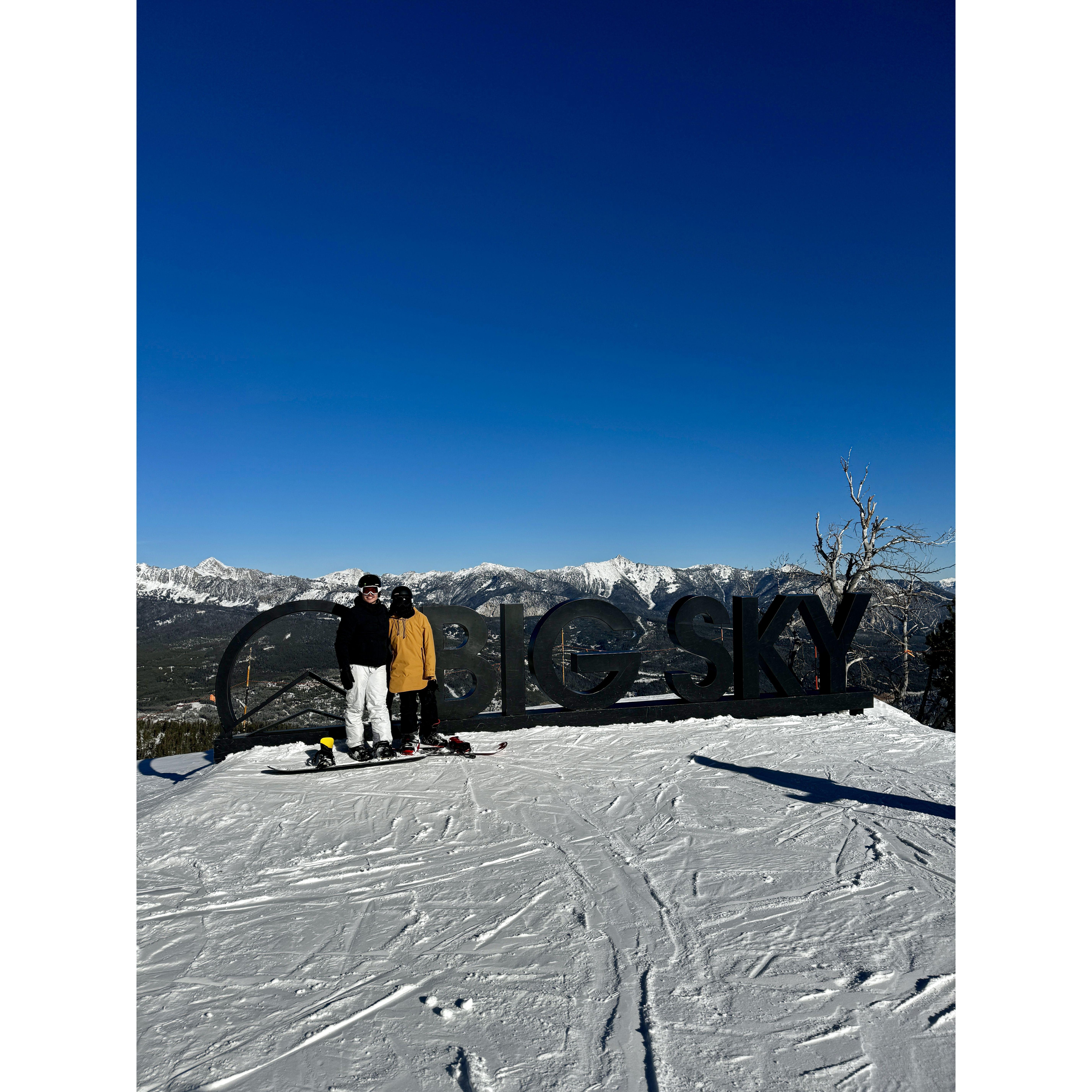 Marc's first time snowboarding in Big Sky, MT