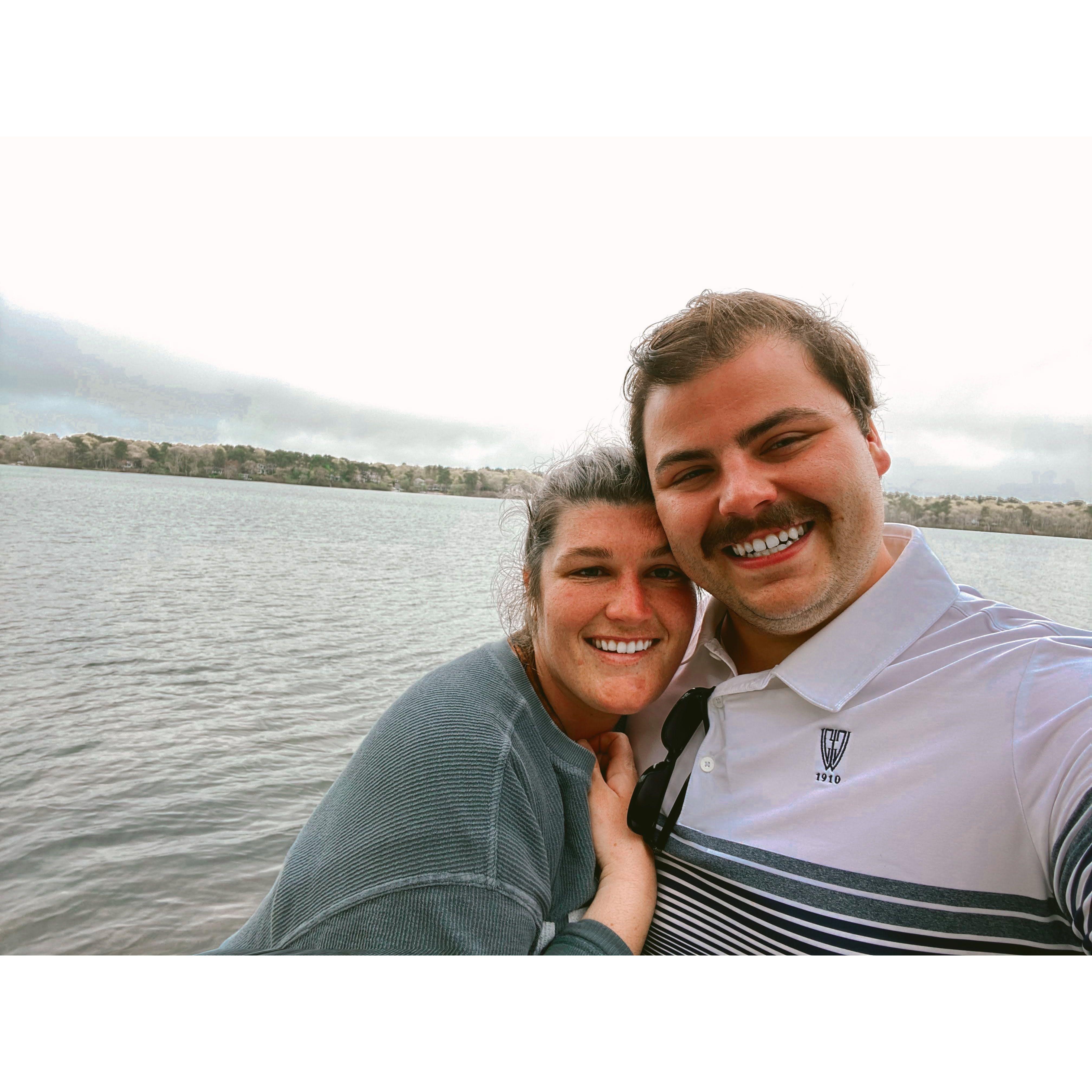 A Cape Cod dock selfie mid-Pandemic (featuring Luke's mustache).