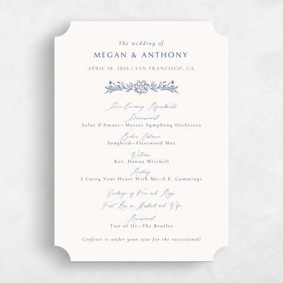Beige Ticket Wedding Program - Pasqual