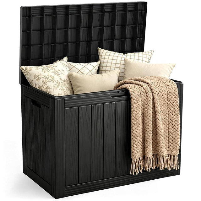 Outdoor Storage Box, 50 Gallon Waterproof Deck Storage Box, Lockable Patio Storage Bins for Package Delivery, Porch, Garden Tool, Cushions, Anti-Theft Weatherproof & UV-Resistant Parcel Drop Box