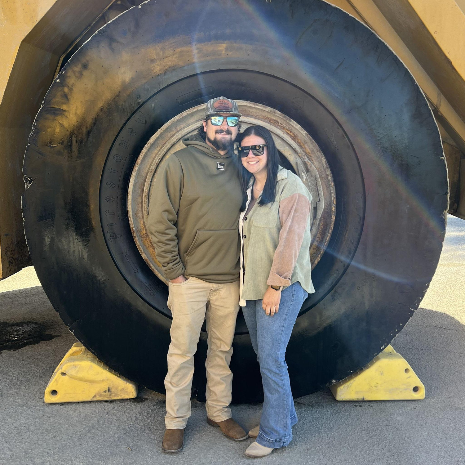 Visiting the groom's worksite to support all of the hard work he does!