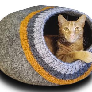 Meowfia Premium Felt Cat Cave (Large) - Eco-Friendly 100% Merino Wool Cat Bed