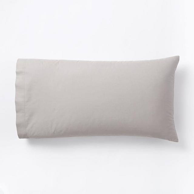 400 Thread Count Organic Cotton Percale King Pillowcase, Pearl Gray, Set of 2