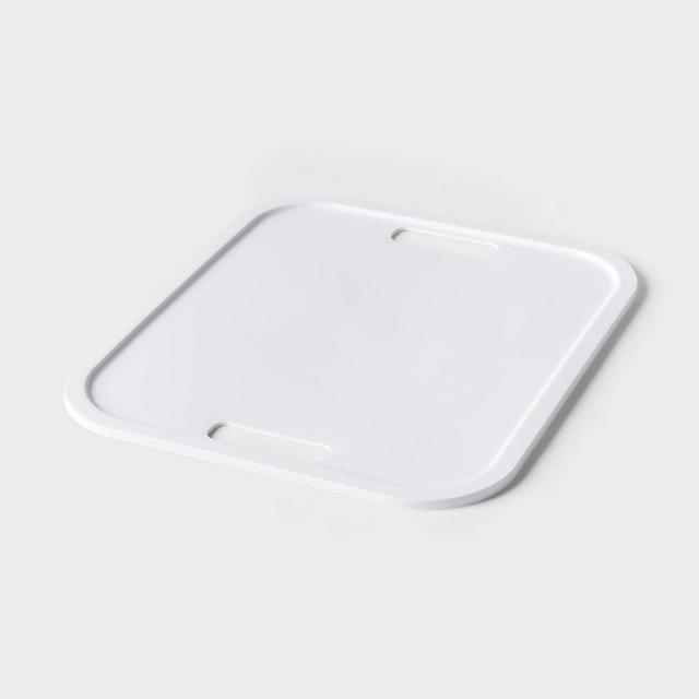 Decorative Plastic Lid White - Brightroom™: Modern Storage Bin Lid for 13" Cube System, Cut-Out Handles, Polypropylene