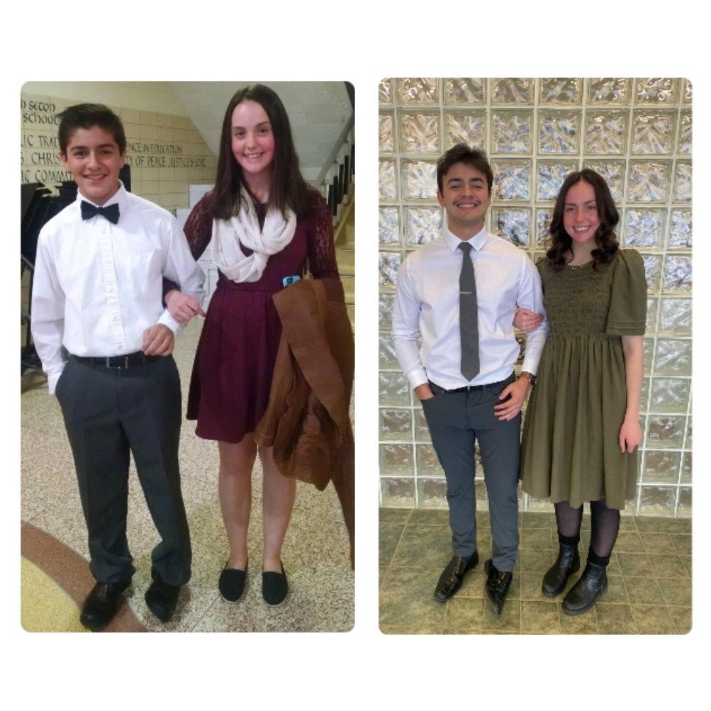 We were 8th grade etiquette partners, so we remade the photo when we attended an etiquette event in college.