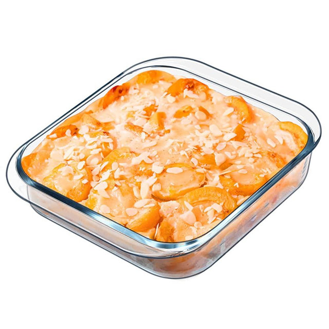 NUTRIUPS Glass Baking Dish Square Baking Pan Glass Brownie Pan Oven Glass Cake Pan Glass Baking Dish for Oven, 9.4x9.4 Inches
