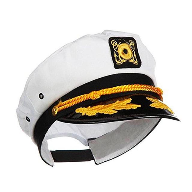 Ifavor123 Sailor Captain Navy Yacht Adjustable Snapback Sailing Cap Halloween Novelty Dress-Up Hat, White, One Size