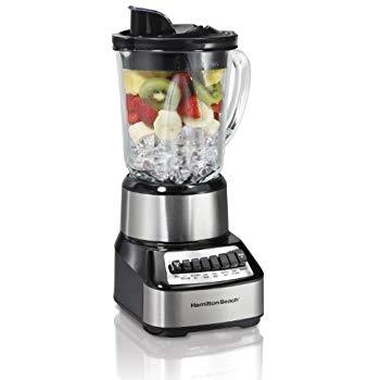 Hamilton Beach Power Elite Electric Blender with 12 Blending Functions, Dishwasher Safe Glass Jar, 40 Oz, Black and Stainless (58148A),