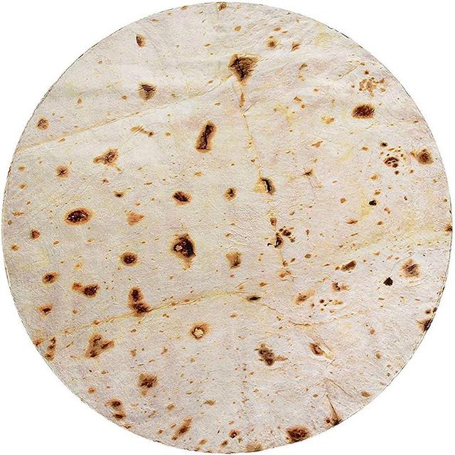 CASOFU Burritos Blanket, Double Sided Giant Flour Tortilla Throw Blanket, Novelty Tortilla Blanket for Your Family, 285 GSM Soft and Comfortable Flannel Taco Blanket for Adults. (Beige, 90 inches)