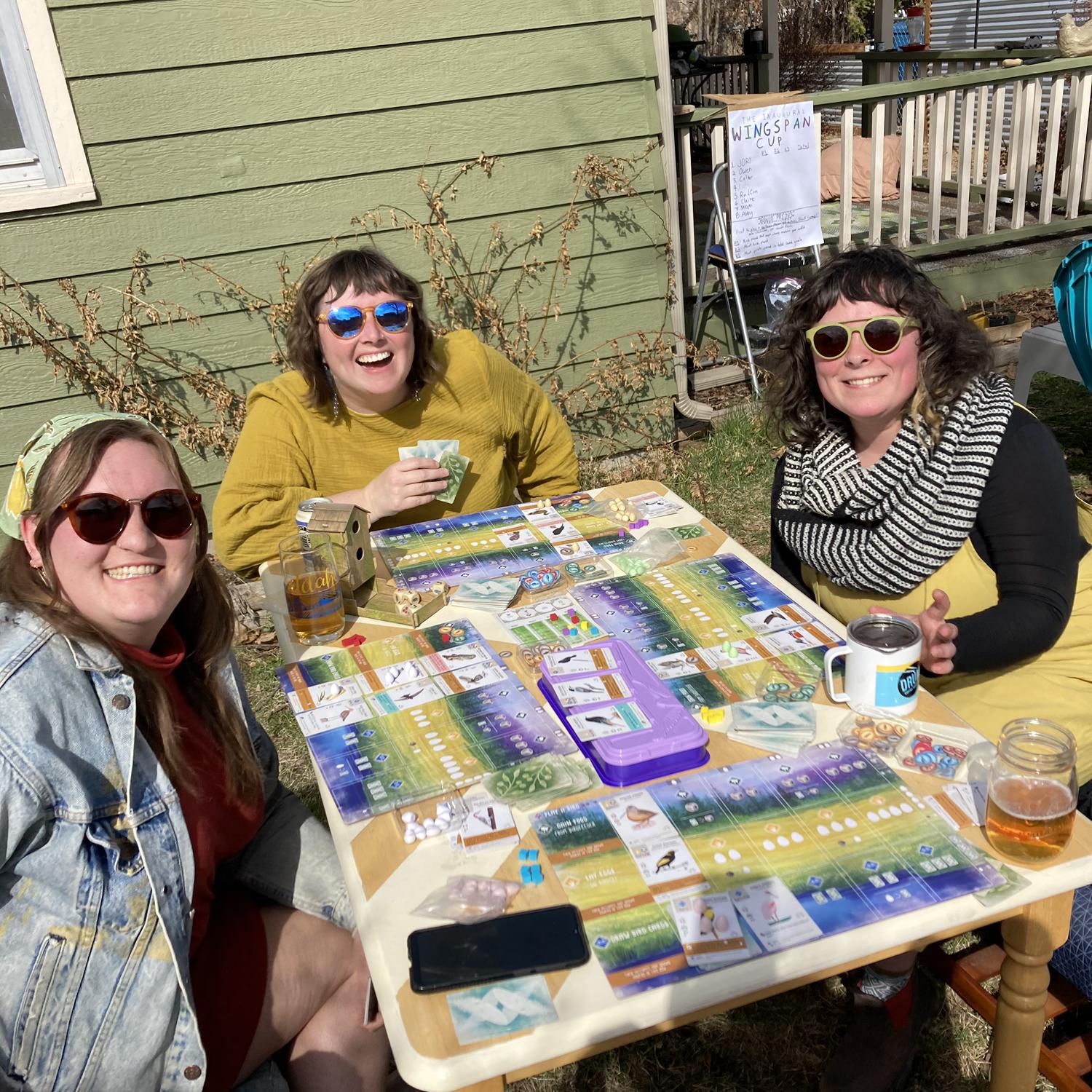 Kayte’s lovely friend’s Stephanie, Claire, and Abby playing a board game 2023