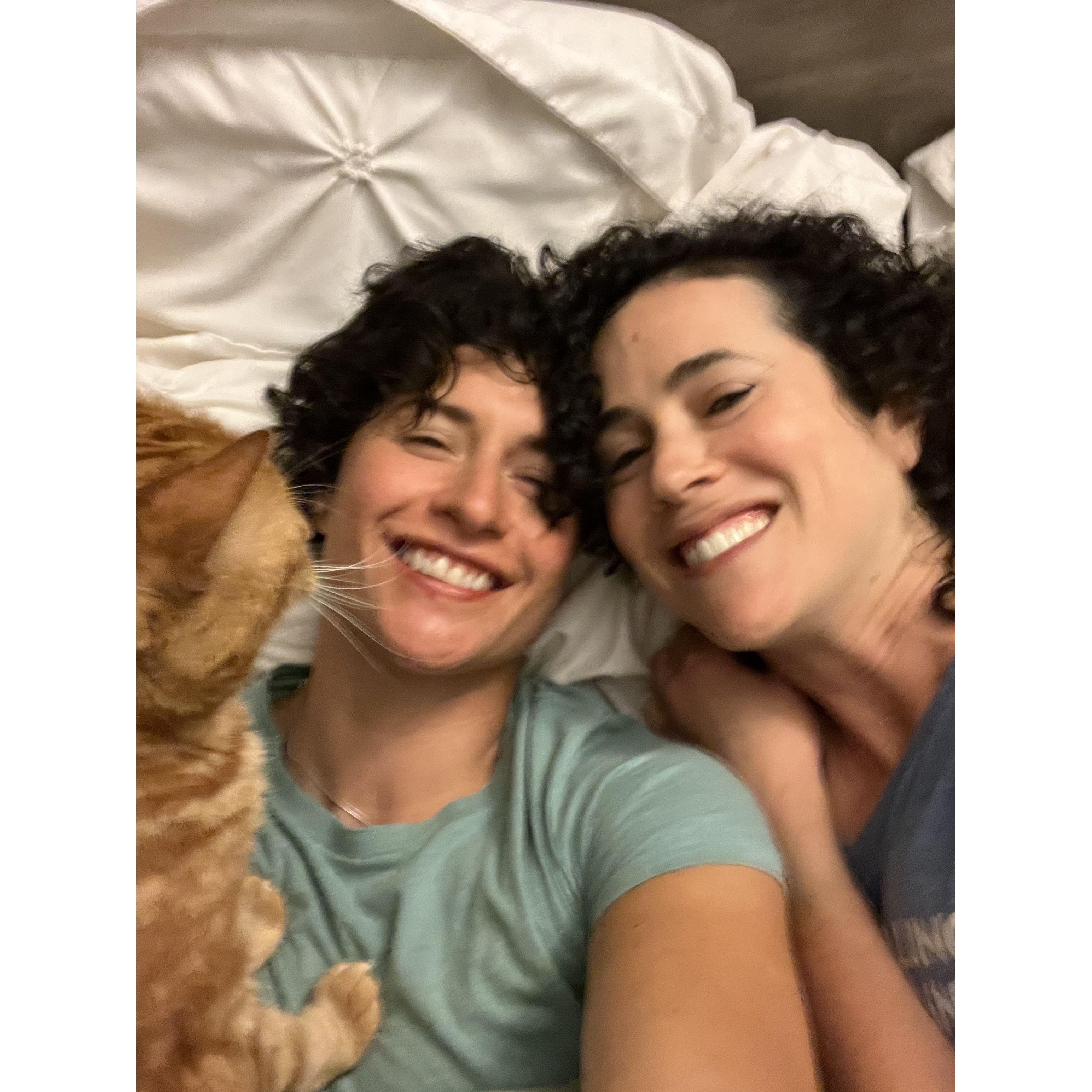 Krissa's favorite activity before Julia came along? Snuggling in bed with Oliver. Krissa's favorite activity since: snuggling in bed with Oliver & Julia 🥰