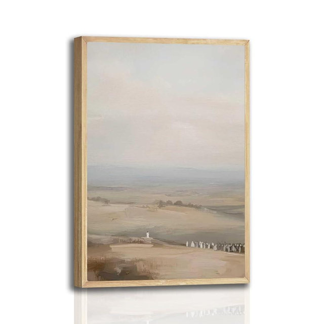 Jesus Wall Art 12x16 Inch – Spiritual Landscape Canvas Print with Light Wood Frame – Christian Jesus and Crowd Painting – Modern Biblical Poster for Living Room, Prayer Room, Church, Office – Religious Gift