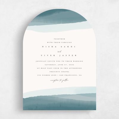 Blue Arch Wedding Invitation - Halloway Classic