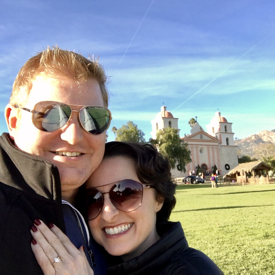 Enjoying the Santa Barbara sunshine the day after Adam proposed.
