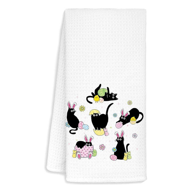 Easter Hand Towels for Bathroom Kitchen, Easter Cats Towels , Easter Cat Decor for Cat Lovers, Easter Cats Gifts for Women Cat Lovers Kids Girls, Cat Bathroom Decor, Cat Lady Gifts for Women, 16x24