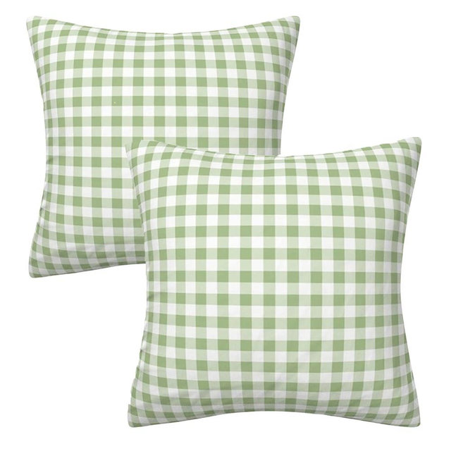 AHAHM Green and White Buffalo Check Plaid Throw Pillow Cover Farmhouse Decorative Throw Pillow Case Indoor Outdoor Cushion Cover Pillowcase for Sofa 16 x 16 Inch Set of 2