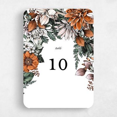 Orange Rounded Wedding Table Number - Gardner
