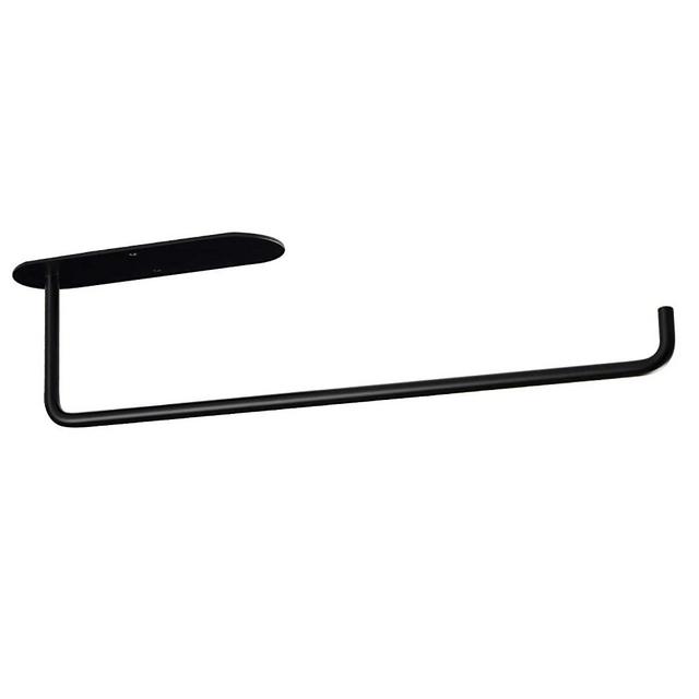 Paper Towel Holder Under Cabinet Mount - Adhesive or Drilling Black Paper Towel Holder Stick on Wall for Kitchen and Bathroom, SUS304 Stainless Steel