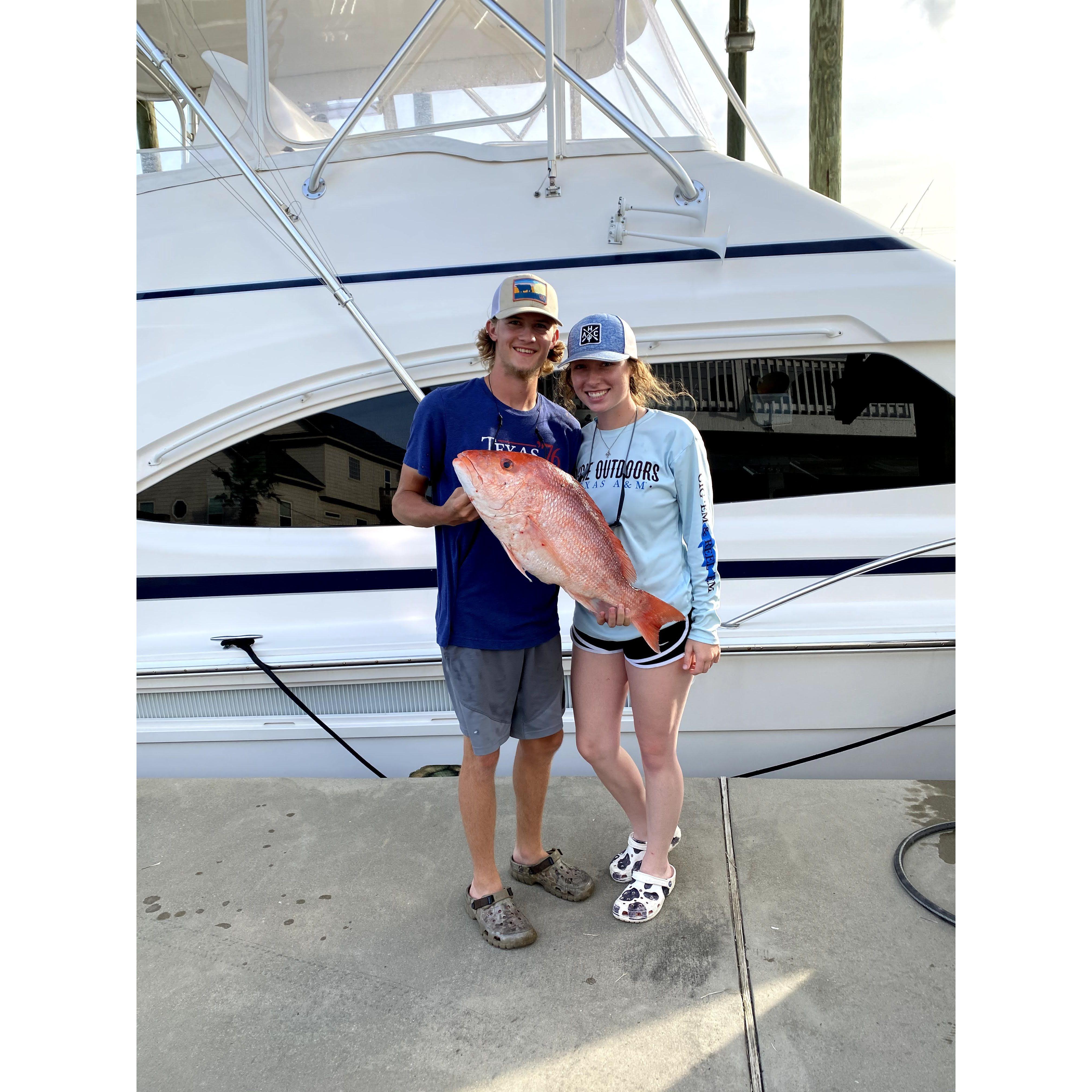 Karista's first red snapper trip offshore