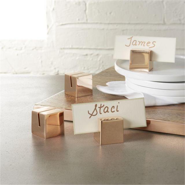 set of 4 copper place card holders