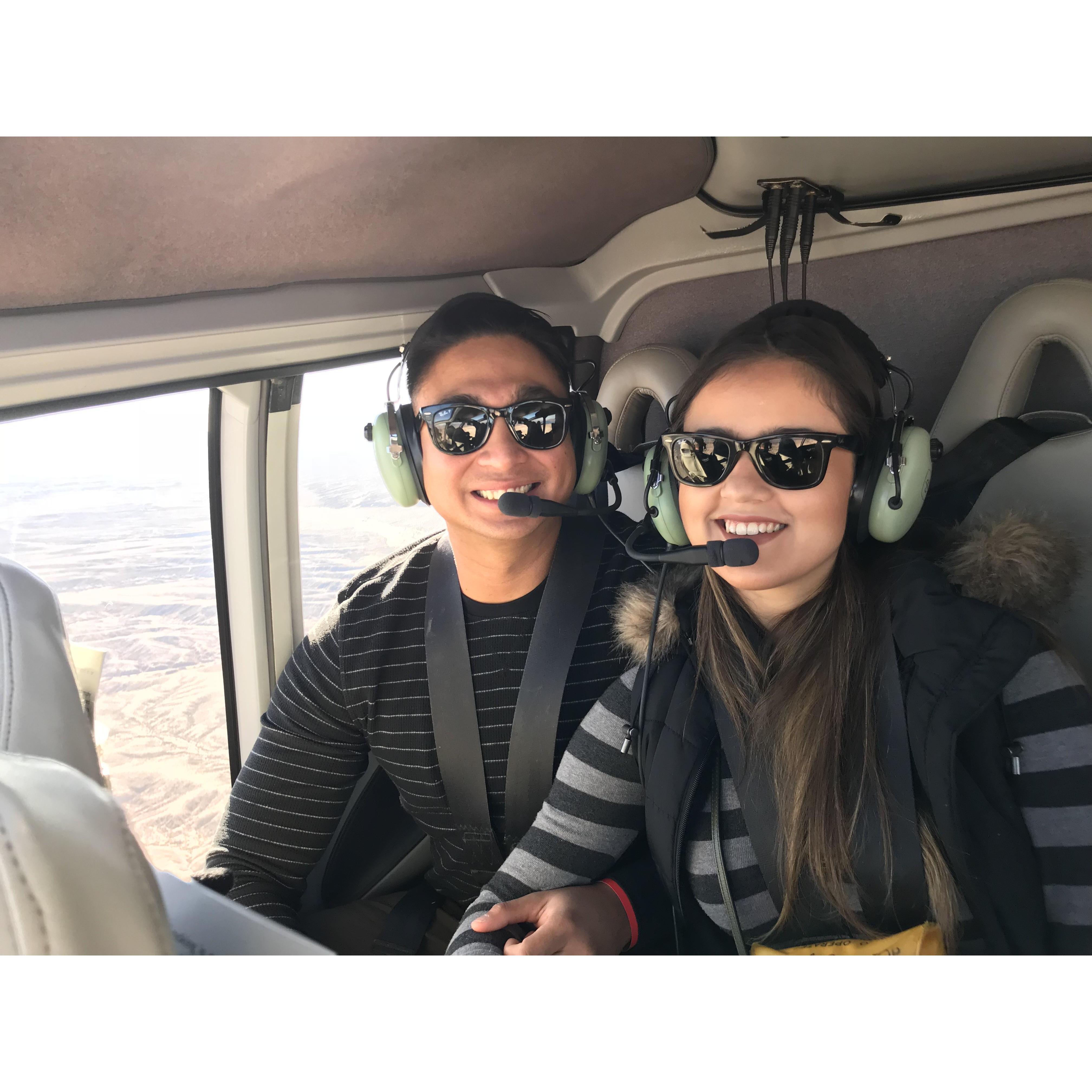 Our first time in a helicopter!