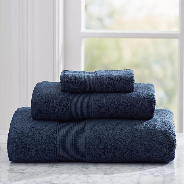 PB Classic Organic Towels, Hand, Navy