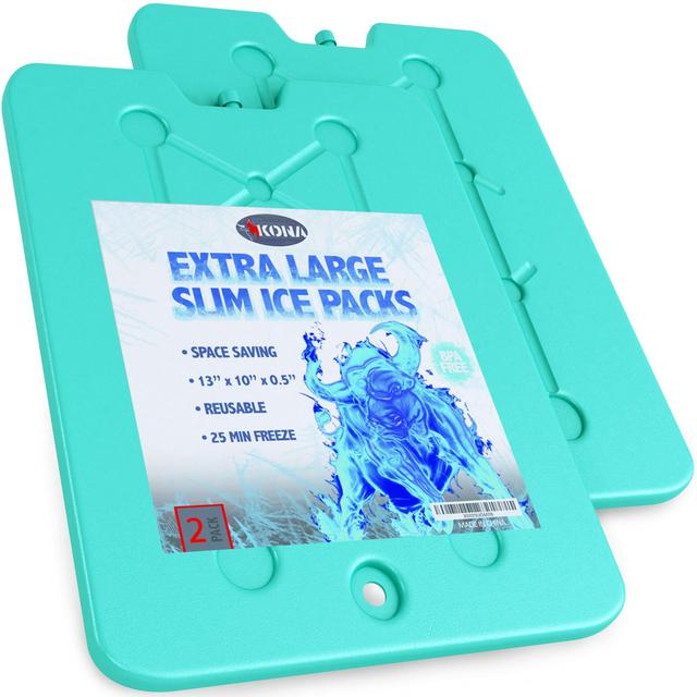 Ice Packs for Coolers - No Ice Required - Reusable Long Lasting (-5C) Large Thin Freezer Packs - Freezes in 25 Minutes
