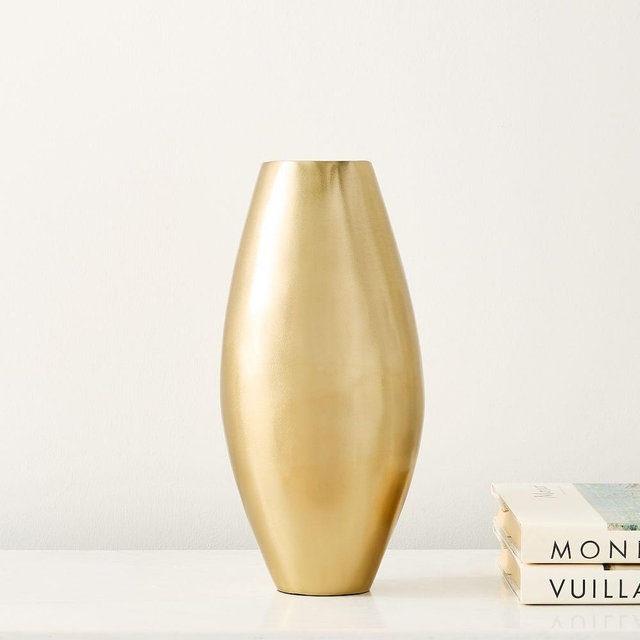 Organic Metal Vases, Large Vase, Light Brass, Sheet Metal, 13.25 Inches