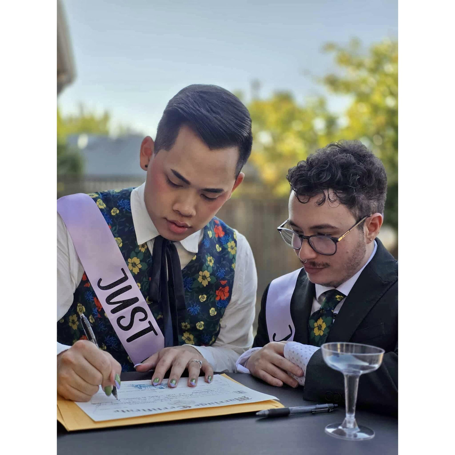 Completing the marriage certificate!