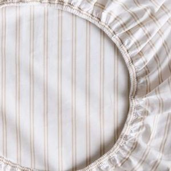 King Classic Organic Percale Sheet Set in Double Stripe Pine