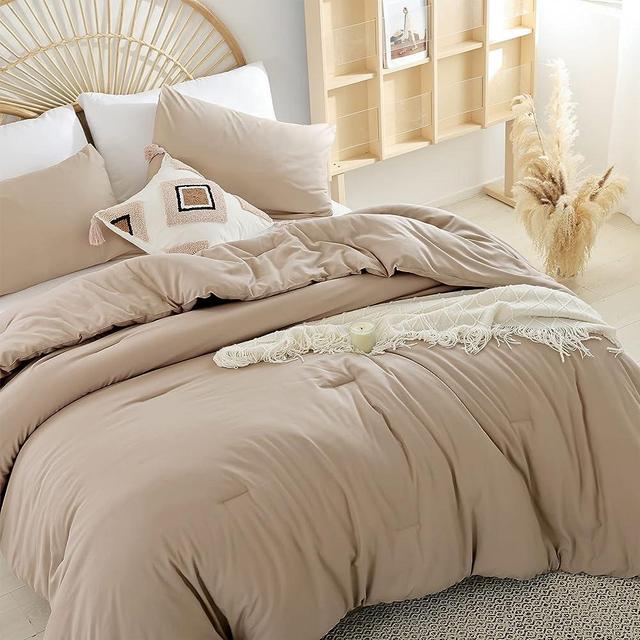 weigelia Queen Comforter Set Ultra Soft Microfiber Bed Comforter Set Boho and Luxury 3PC Taupe Queen Comforter Set with 2Pillowcases Lightweight All Season for Women and Men