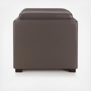 Stow Leather Storage Ottoman