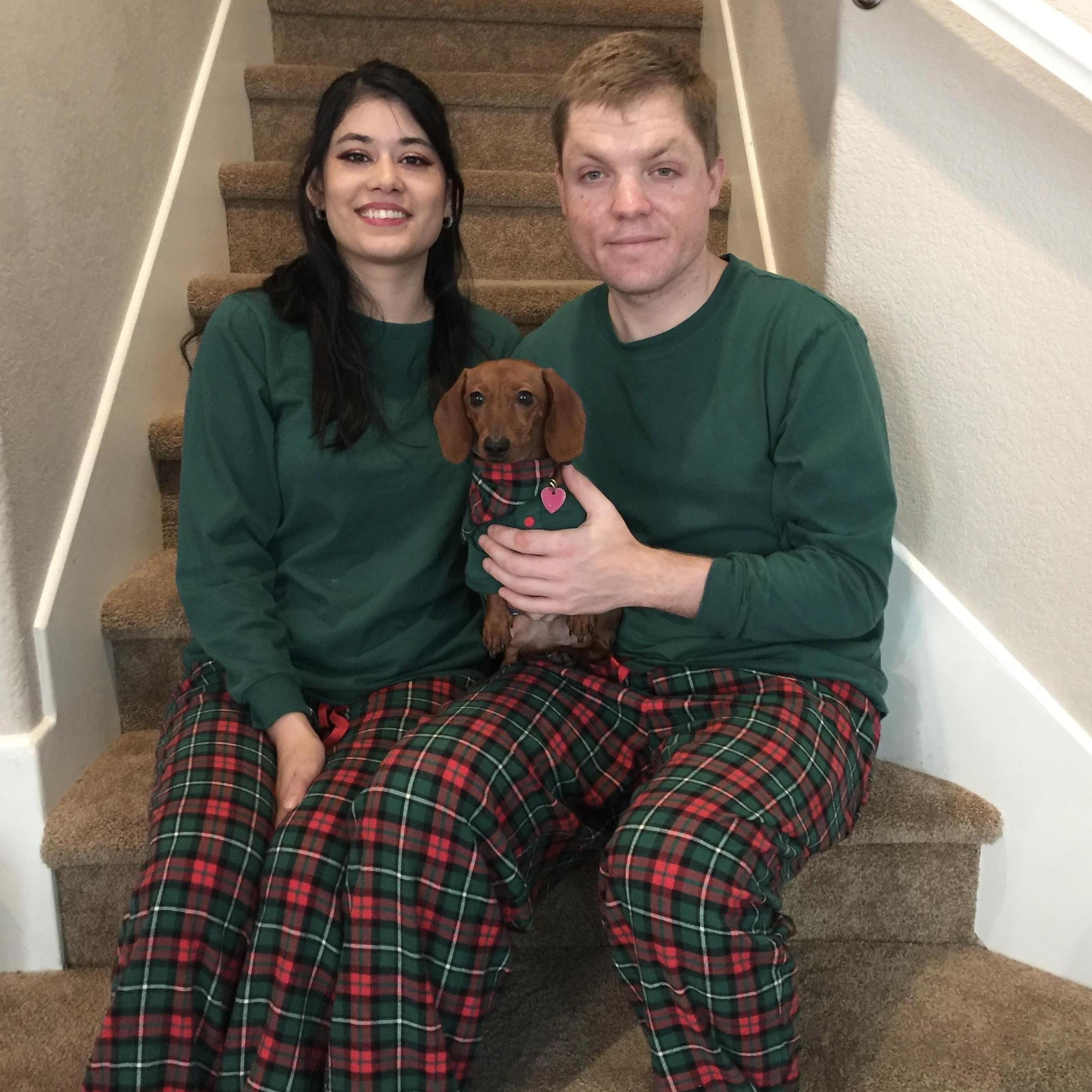 Holiday picture with our pup, Delilah